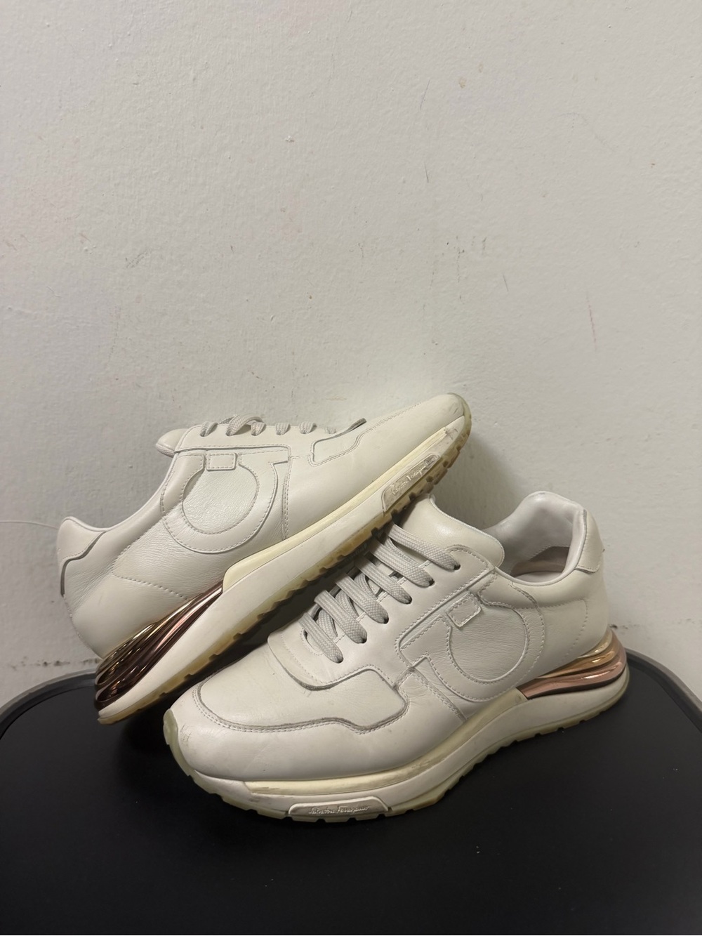 Salvatore Ferragamo Brooklyn Gancio Leather Sneakers Womens Size 7.5 US